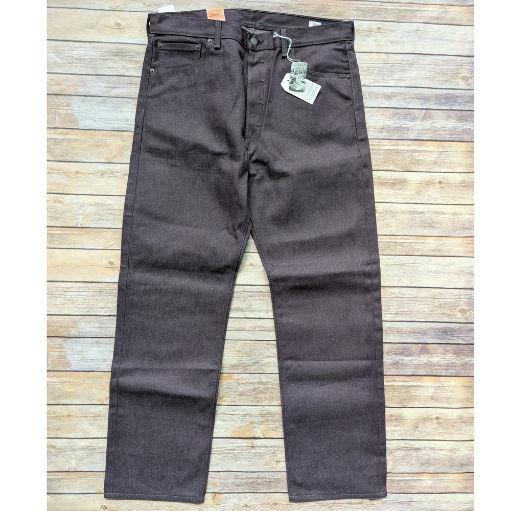 New Levis 501 Shrink to Fit Burgundy Jeans 36x32 Cone White Oak Denim NWT